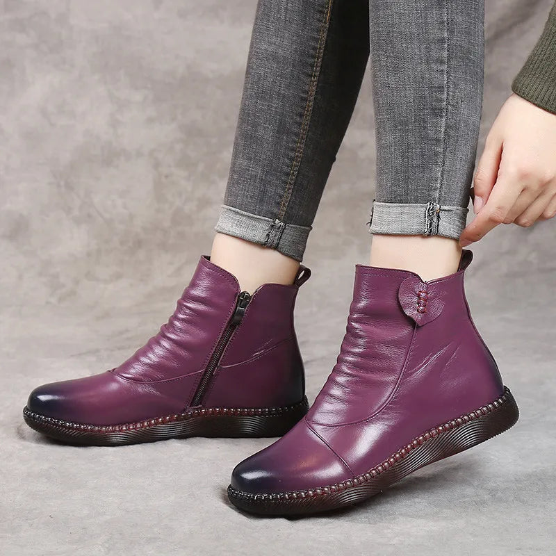 Bota Feminina de Couro Casual Heart