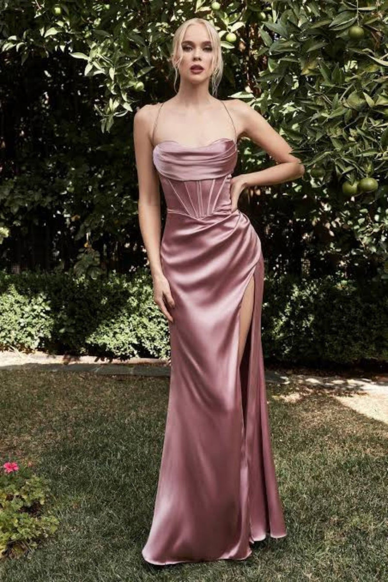Vestido Bela Longo com Fenda – Cetim Premium e Bojo Estruturado
