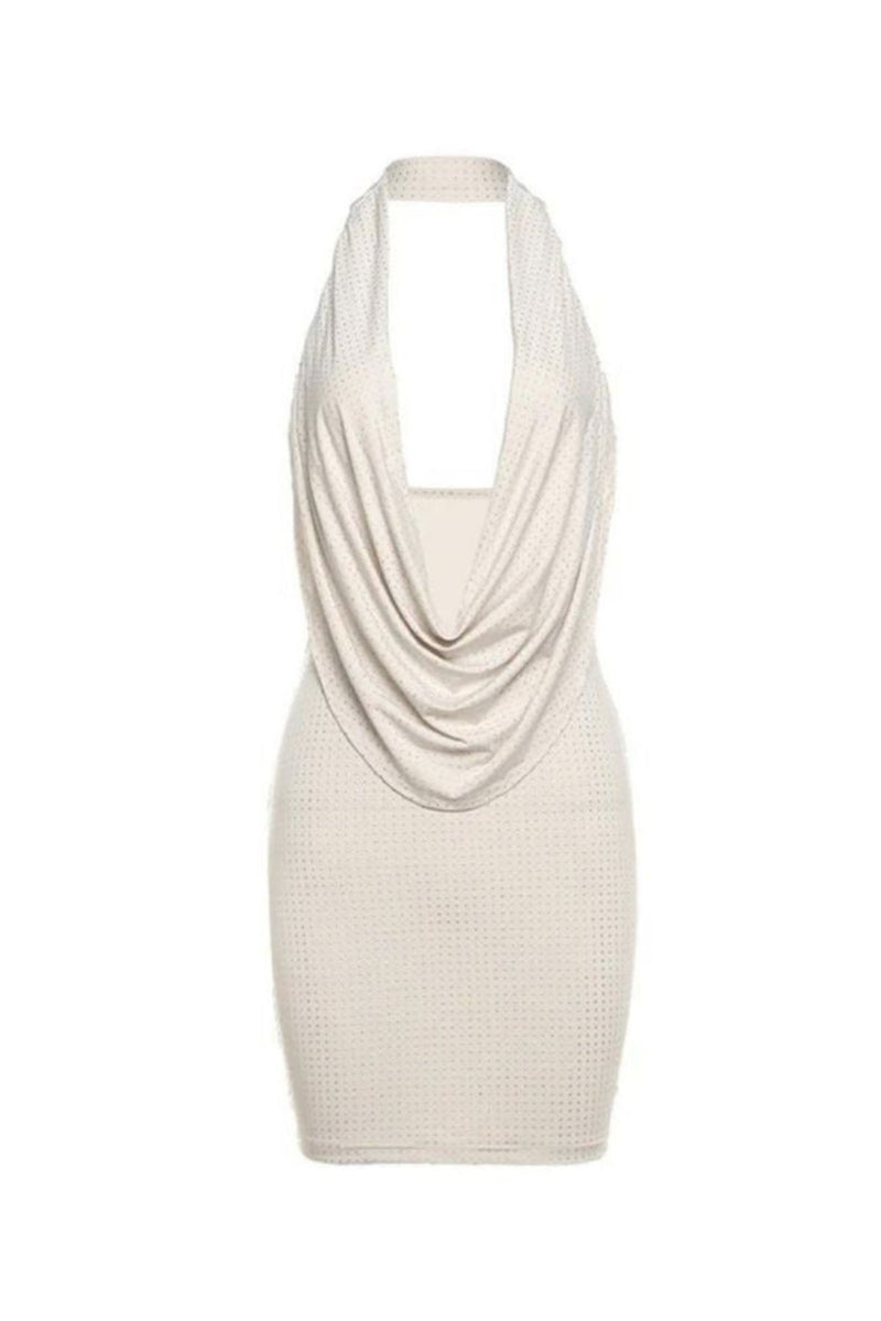 Vestido Amélie Curto Drapeado com Paetês 